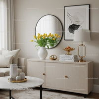 Elegant Living Room Decor with Yellow Tulips and Modern Art