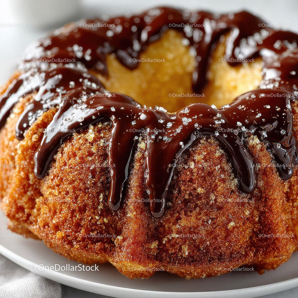 Chocolate Glazed Donut with Chocolate Drizzle and Crispy Exterior