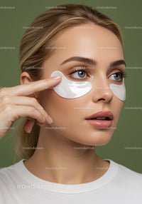 Woman Applying Under Eye Patches for Skincare and Rejuvenation