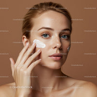 Young Woman Applying Skincare Cream for Clear and Healthy Skin