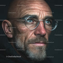 Thoughtful Man with Stylish Glasses and Grey Beard