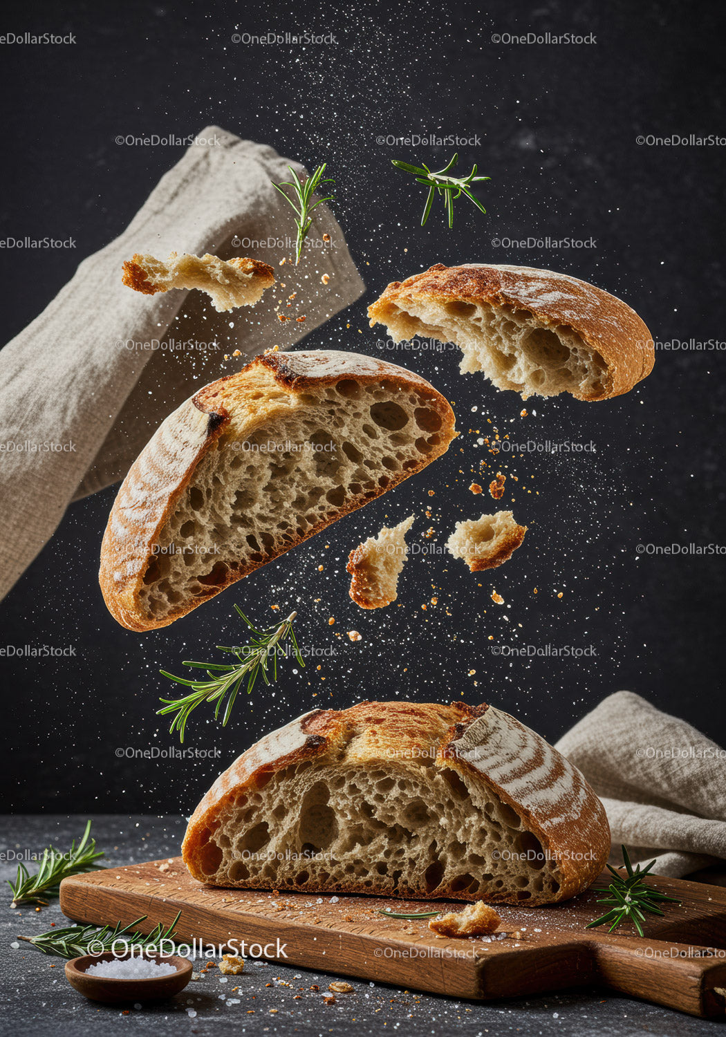 Rustic Sourdough Bread with Herbs and Flour Dust