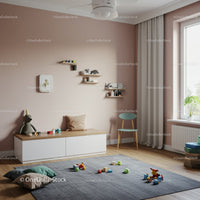 Children's Playroom with Wooden Toys and Soft Decor in Cozy Nursery