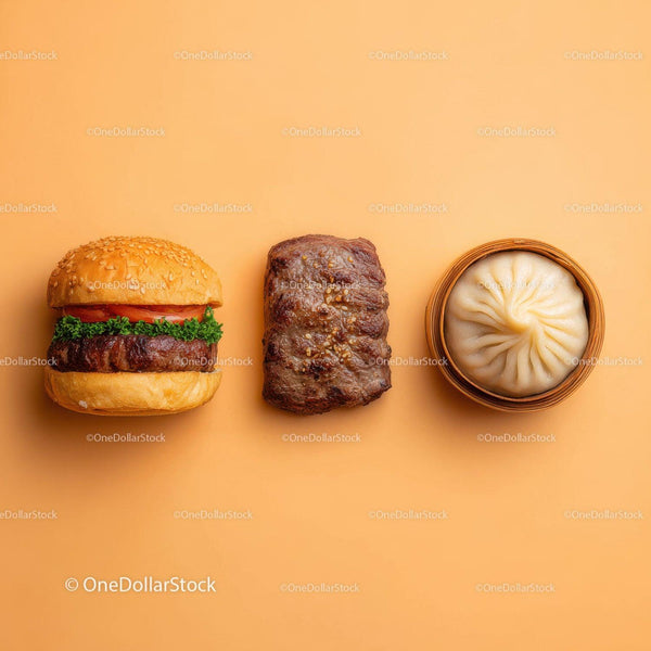 Gourmet Burger z Sałatą i Pomidorem obok Grillowanego Steku i Pieroga (42 Zdjęcia)