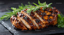 Grilled Beef Ribs with Fresh Green Herbs on Plate