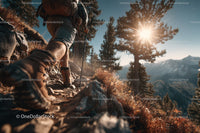 Active Mountain Hiker Trekking Through Rugged Trail in Scenic Wilderness