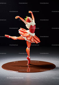 Creative ballerina figure made of strawberries and cream