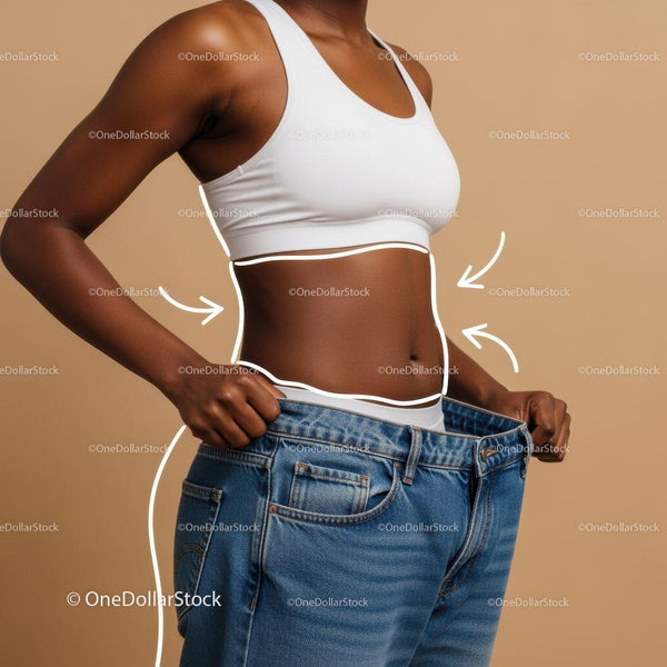 Woman Holding Oversized Jeans for Weight Loss and Body Transformation