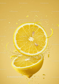 Fresh lemon halves bursting with juice and zest