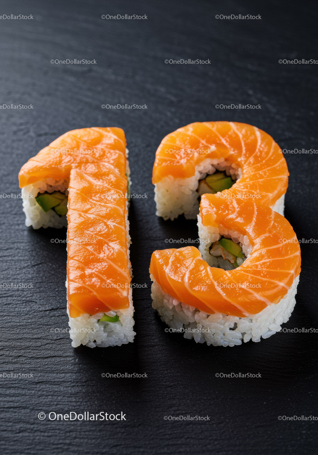 Creative Sushi Roll Shaped as Number Thirteen