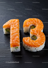Creative Sushi Roll Shaped as Number Thirteen