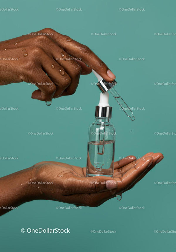 Healthcare and Skincare with Dropper and Glass Bottle JPG Mockup Image