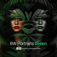 BW Portraits Green Lightroom presets cover preview