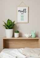 Minimalist Nursery Wall Art with Green Plant and Animal Toys