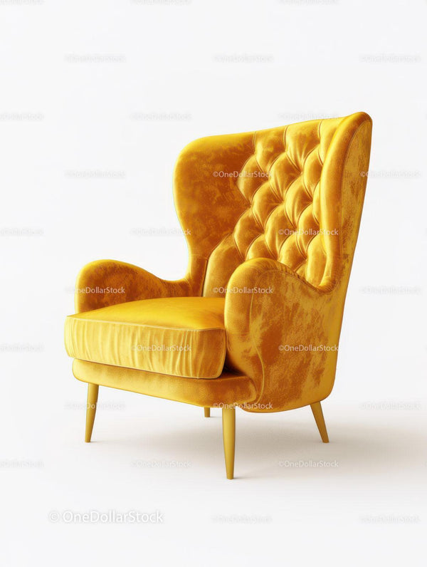 Elegant Gold Velvet Armchair with Luxurious Plush Design