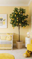 Lemon Tree in a Modern Nursery with Bright Yellow Accents