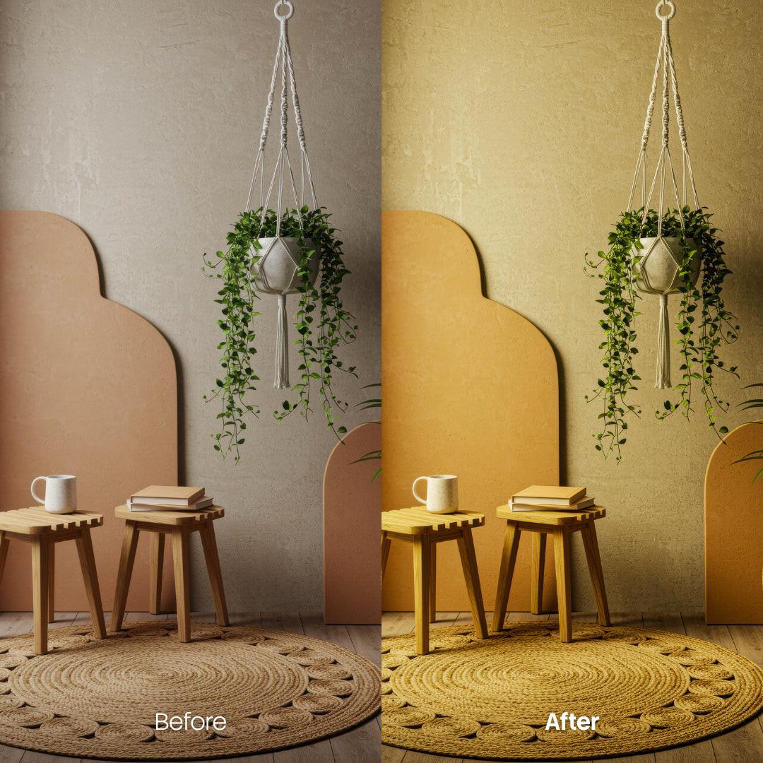 interior photography edit with Cozy Interior Lightroom presets