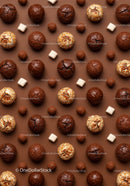 Assorted chocolate truffles and marshmallows pattern