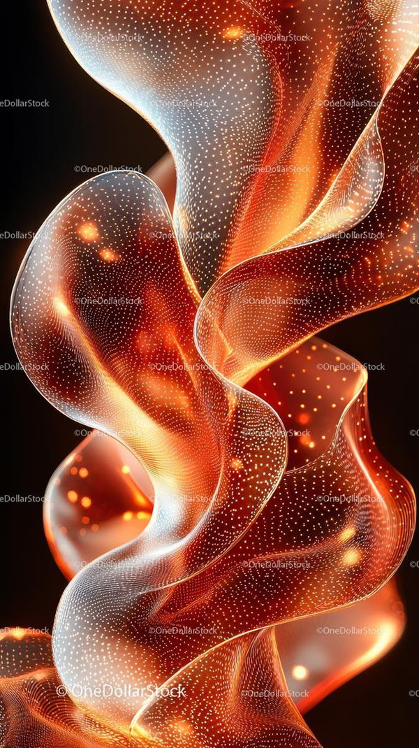 Abstract Glowing Fiber Optic Light Art with Dynamic Wave Patterns