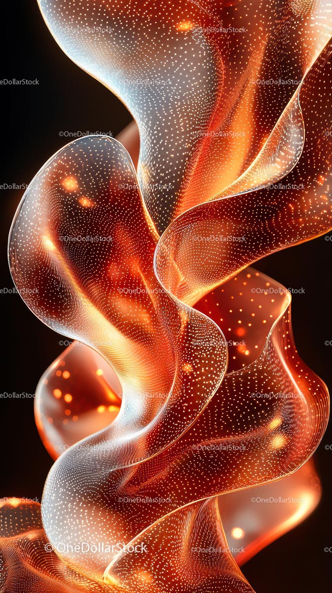 Abstract Glowing Fiber Optic Light Art with Dynamic Wave Patterns