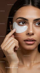 Woman Applying Eye Patch for Skincare Facial Treatment
