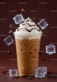 Iced Coffee with Whipped Cream and Chocolate Drizzle