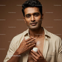Elegant Portrait of a Man Applying Moisturizer for Skin Care
