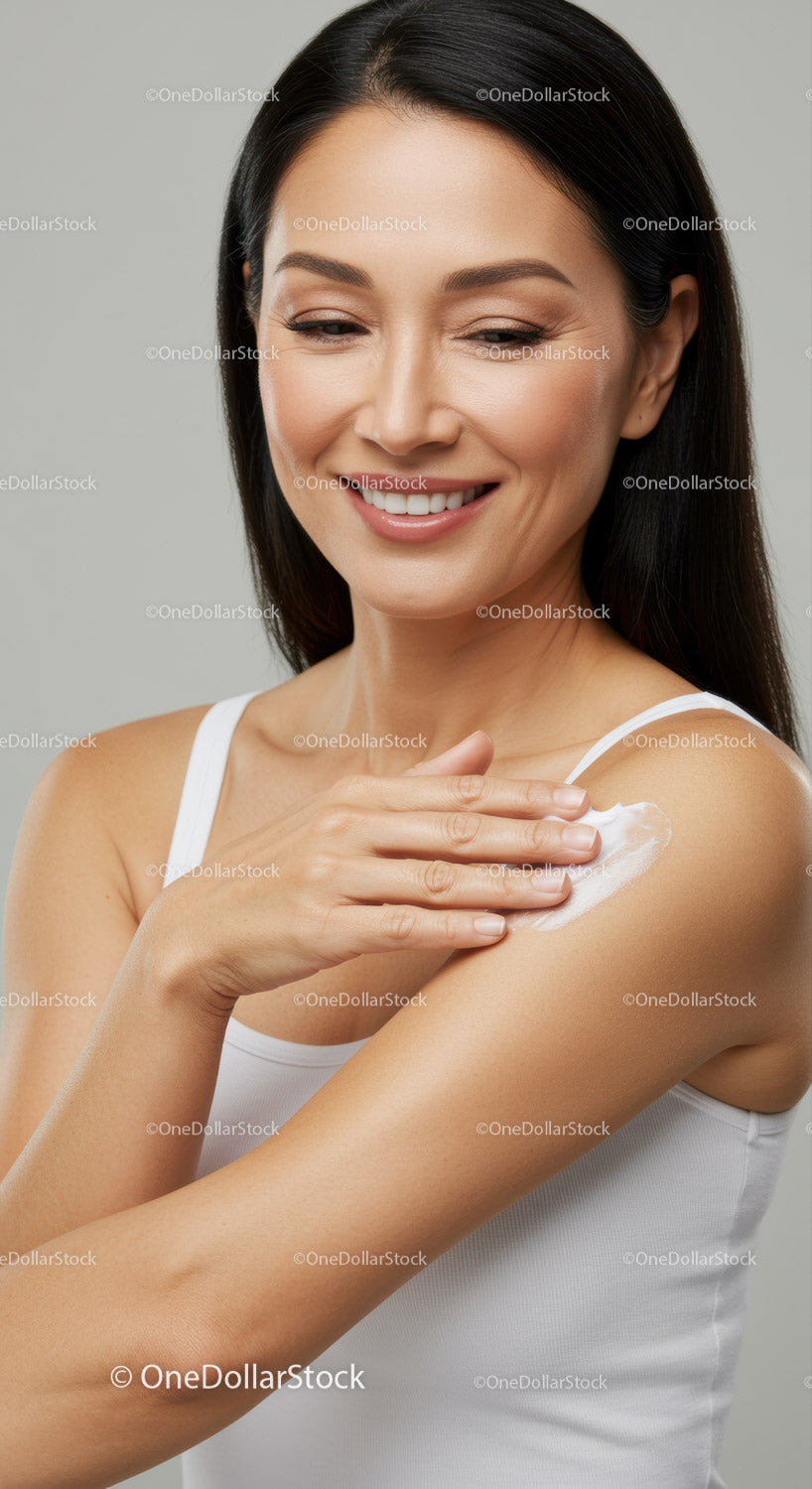 Women Applying Lotion on Shoulder for Skincare and Self Care