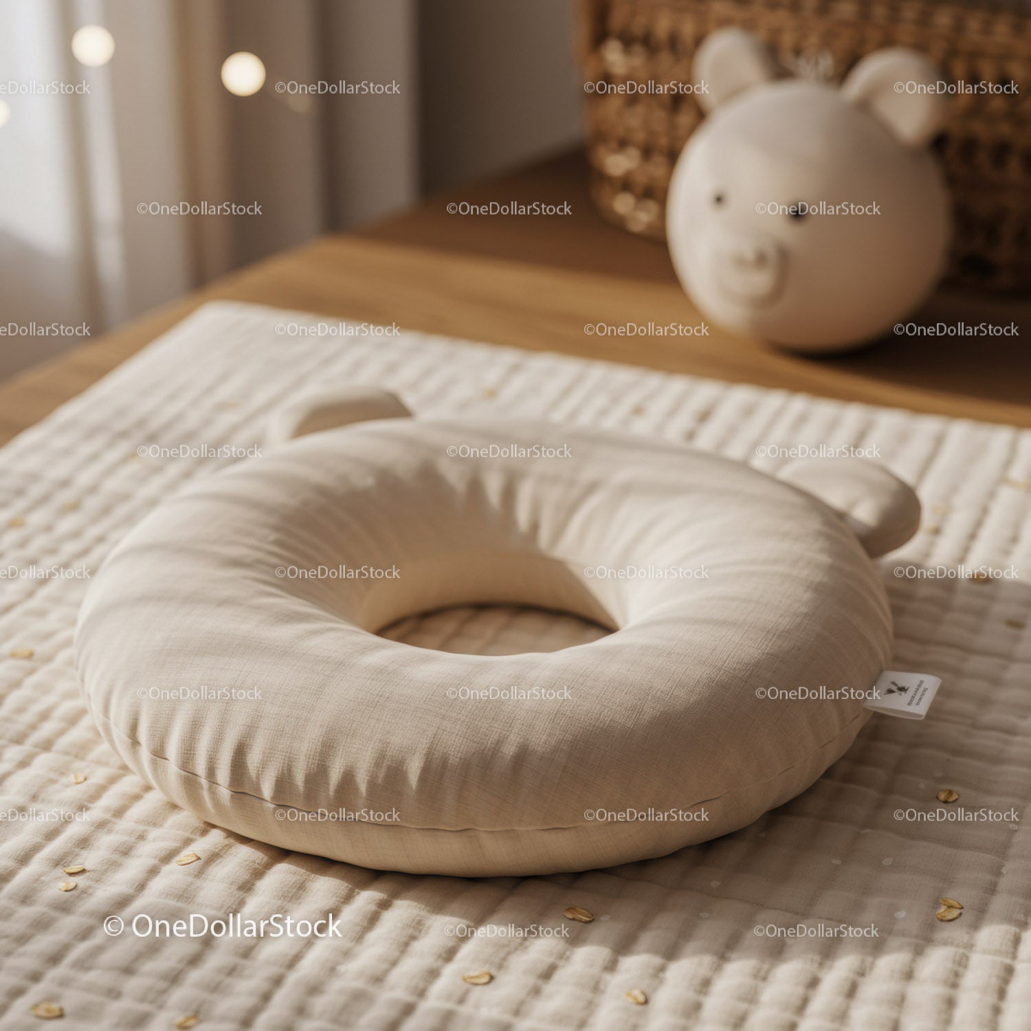 Soft Baby Head Shaping Pillow in Cozy Nursery Setting