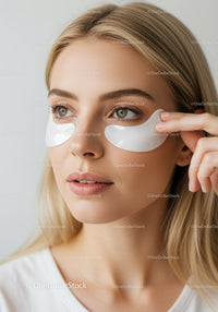 Young Woman Applying Under Eye Patches for Skin Rejuvenation