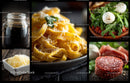 Italian Pasta with Parmesan and Basil on Rustic Table