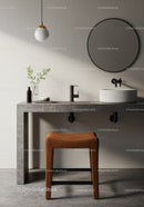 Modern Minimalist Bathroom with Concrete Sink and Green Plant