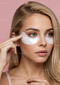Young Woman Applying Eye Patches for Skincare Treatment