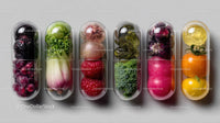 Vibrant Assorted Fresh Berries and Vegetables in Capsules