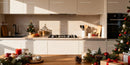 Cozy Kitchen with Festive Christmas Decorations and Warm Light
