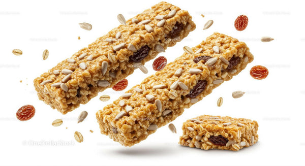 Healthy granola bars with raisins and sunflower seeds