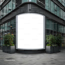 Empty Urban Billboard on Modern Glass Building Corner