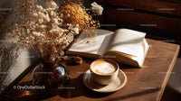 Dried Flowers Book Coffee Cup Cozy Reading Scene