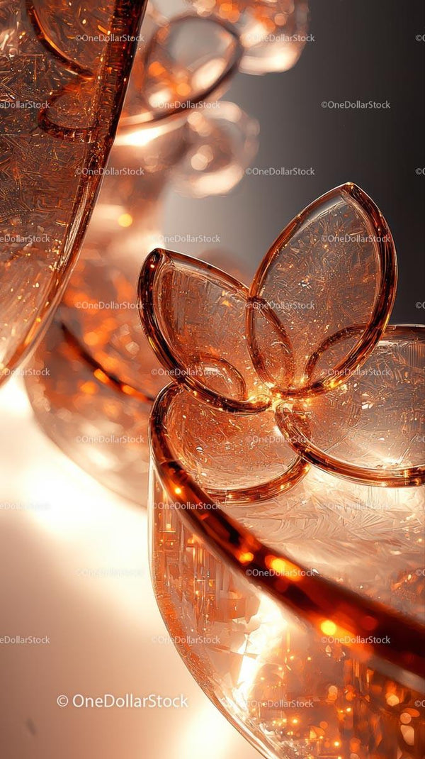 Elegant Amber Champagne Glasses with Ice Crystal Patterns for Celebrations