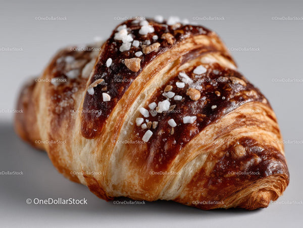 Złoty Croissant z Czekoladową Polewą i Posypką Cukrową