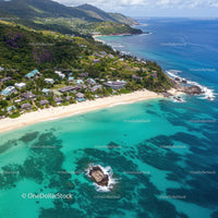 Tropical Beach with White Sand and Turquoise Ocean View