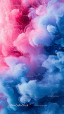 Vibrant Blue and Pink Colored Ink Swirl Abstract Background