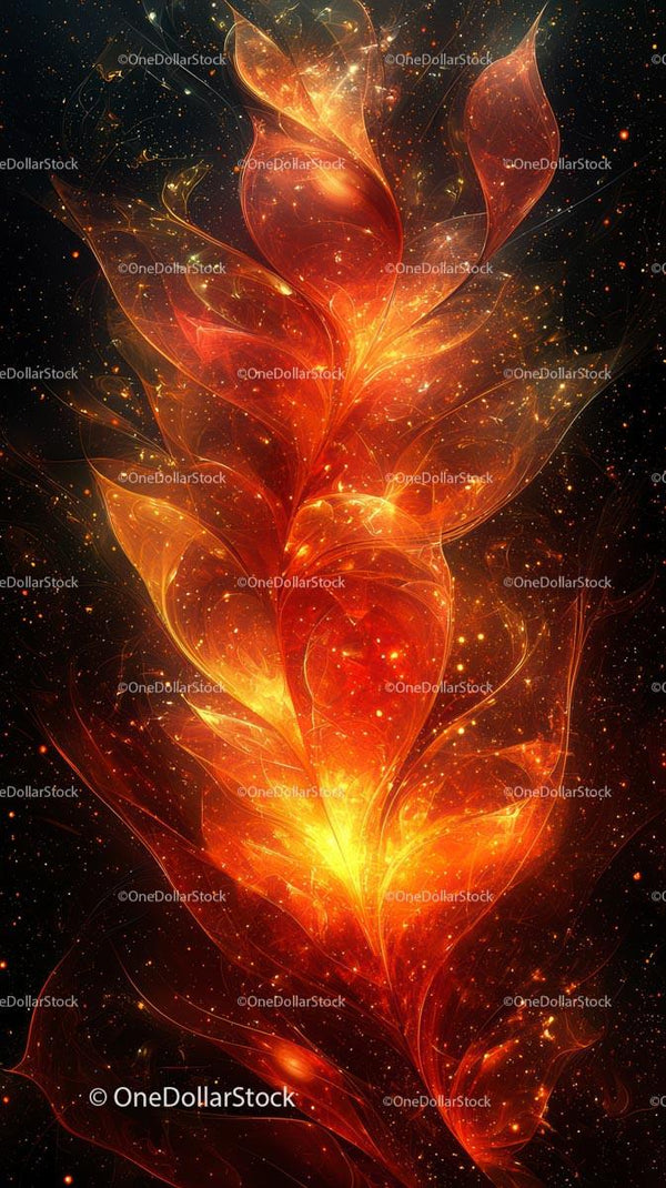 Abstract Fiery Flames and Cosmic Sparks in Digital Art