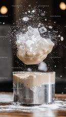 Chocolate Mousse Explosion with Powdered Sugar Floating in Midair