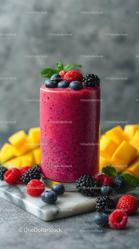 Refreshing Mixed Berry Smoothie with Fresh Fruits and Vibrant Colors