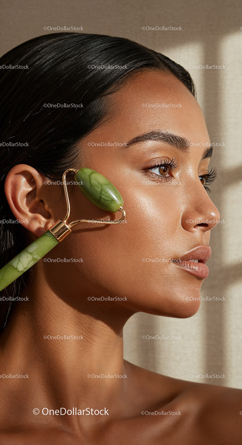 Beauty and Wellness Concept with Jade Roller and Gua Sha