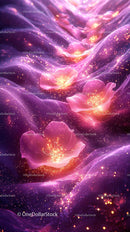 Magical Glowing Pink Flowers in a Luminous Fantasy Scene