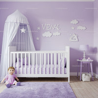 Pastel Lavender Baby Nursery with Cloud and Star Decor