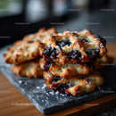 Blueberry and Cherry Fruit Crumble Dessert on Slate Plate