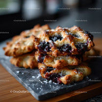 Blueberry and Cherry Fruit Crumble Dessert on Slate Plate